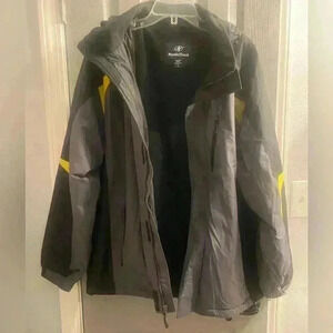 Mens NordiacTrack fleece lined jacket with adjustable hood front zipper size LG